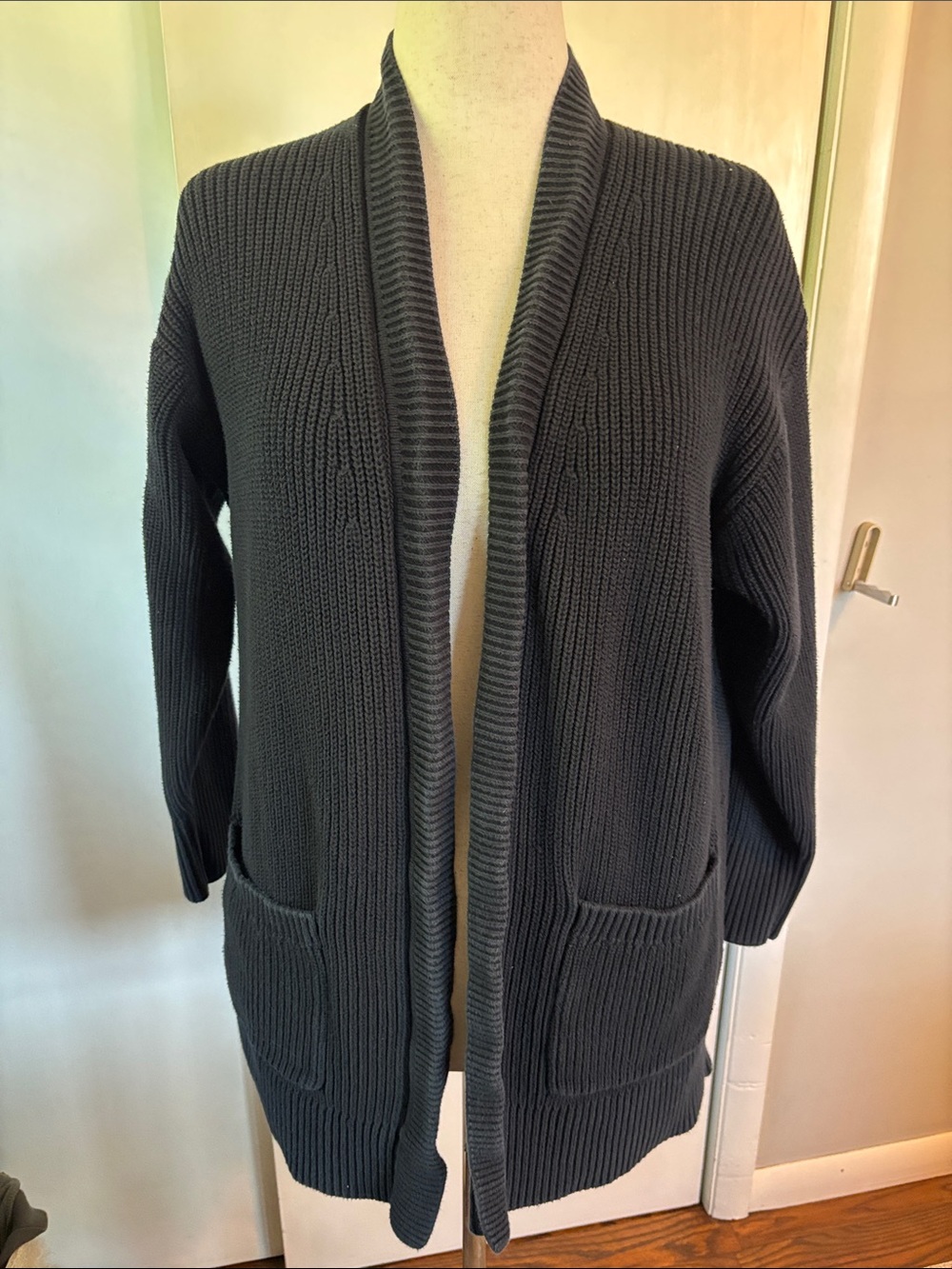 MAX MIA Women's Black Open-Front Knit Cardigan